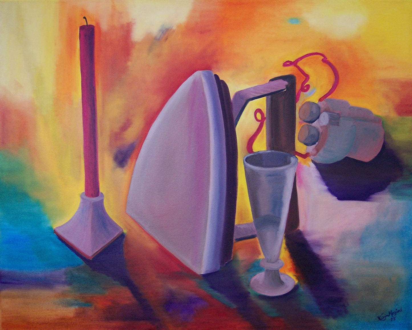 Hverdagslige gjenstander samlet i fargerike omgivelser