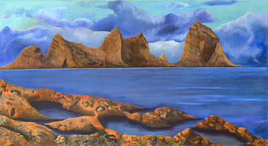 Træna (panorama), oil, 65x120 cm